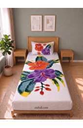 Hand Painted Rayon Bedsheet Set Single Size